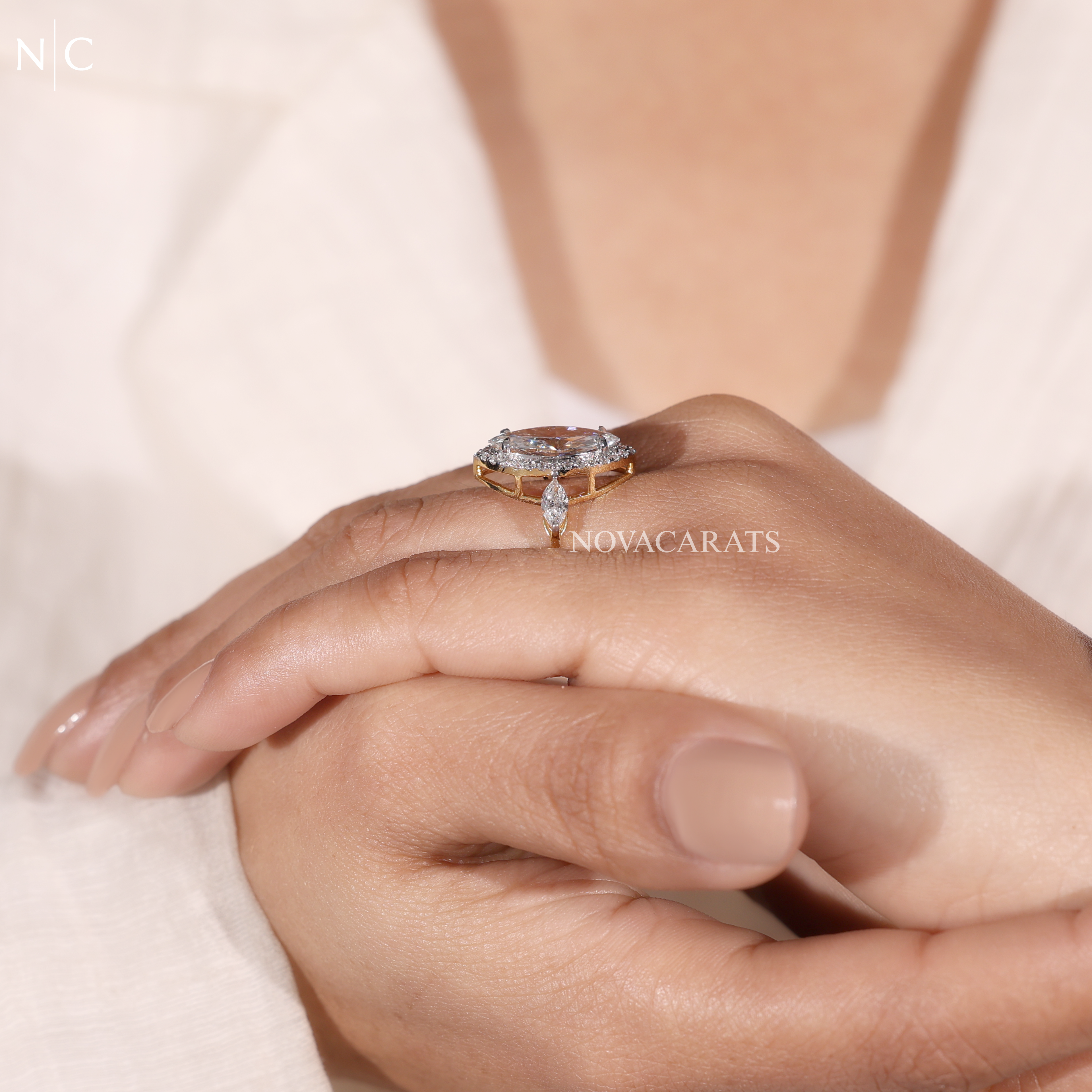 Marquise Lab Grown Diamond Halo Engagement Ring