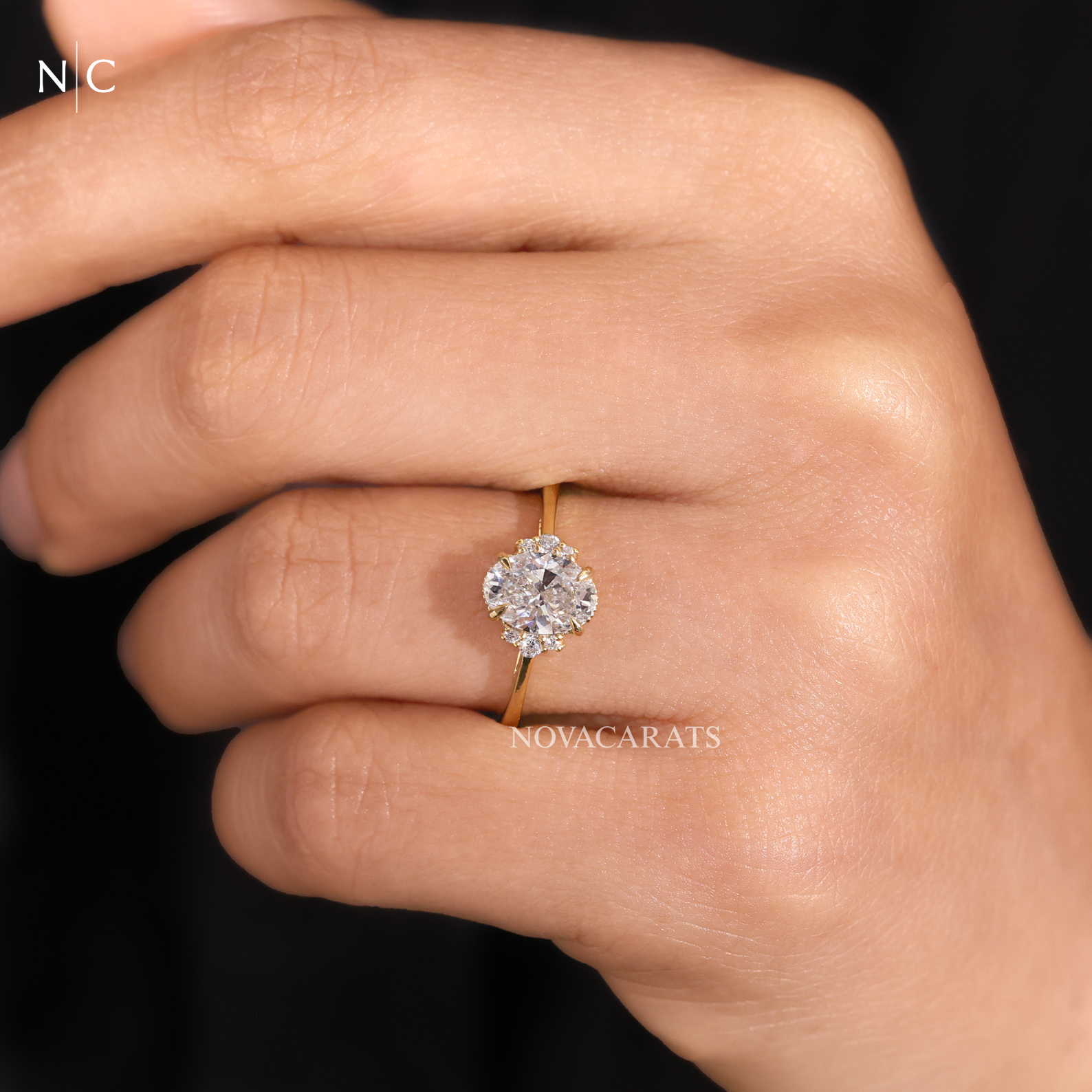 Oval Cut Hidden Halo Solitaire Ring