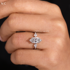 Modern Marquise Kite Side Stone Solitaire Ring