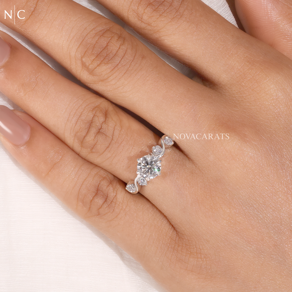 Round Cut Nature Inspired Leaf Vine Ring