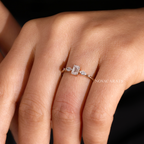 Nature Inspired Emerald Cut Accent Solitaire Ring