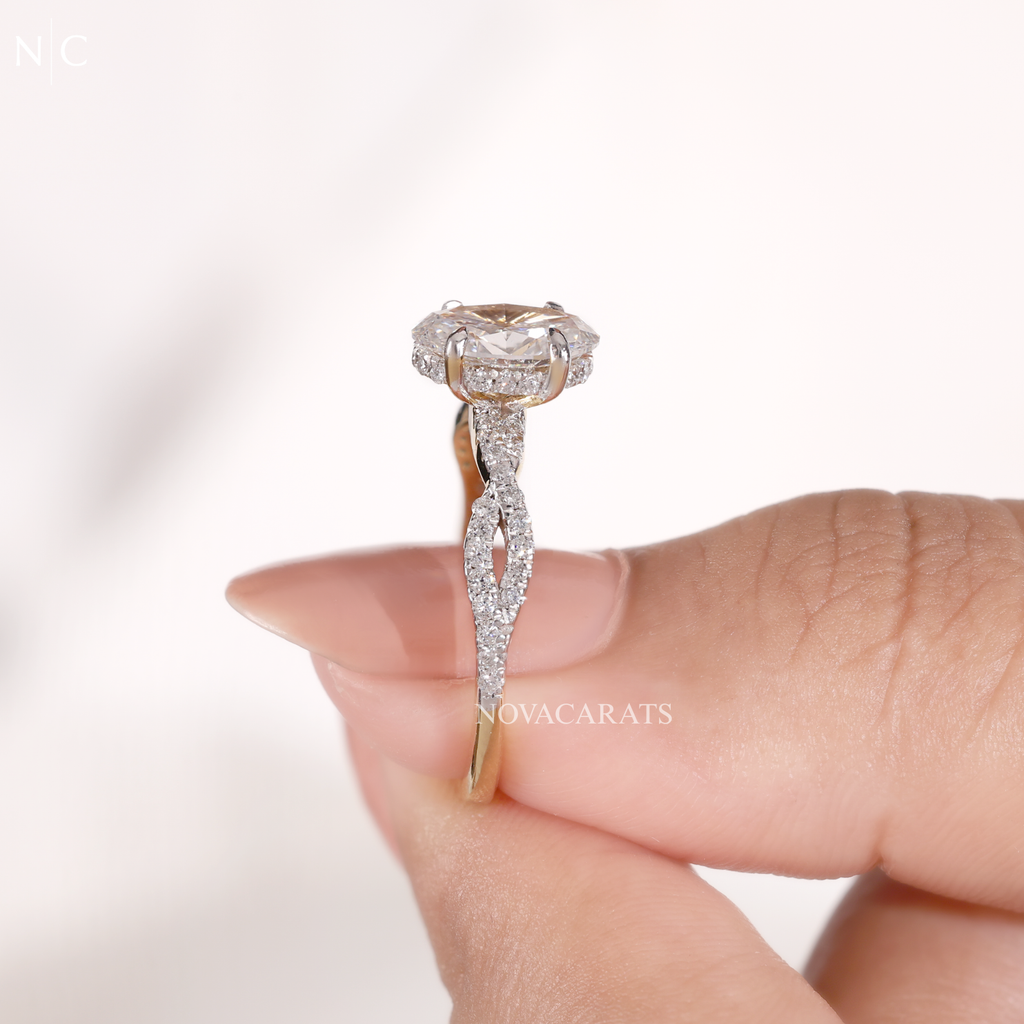 Oval Cut Twisted Infinity Pave Engagement Ring