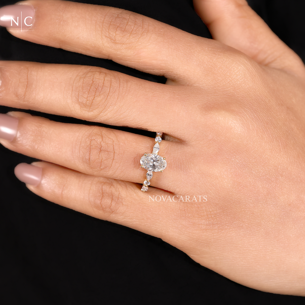 Oval Cut Unique Solitaire Engagement Ring