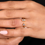Modern Bypass Emerald & Trillion Cut Diamond Ring