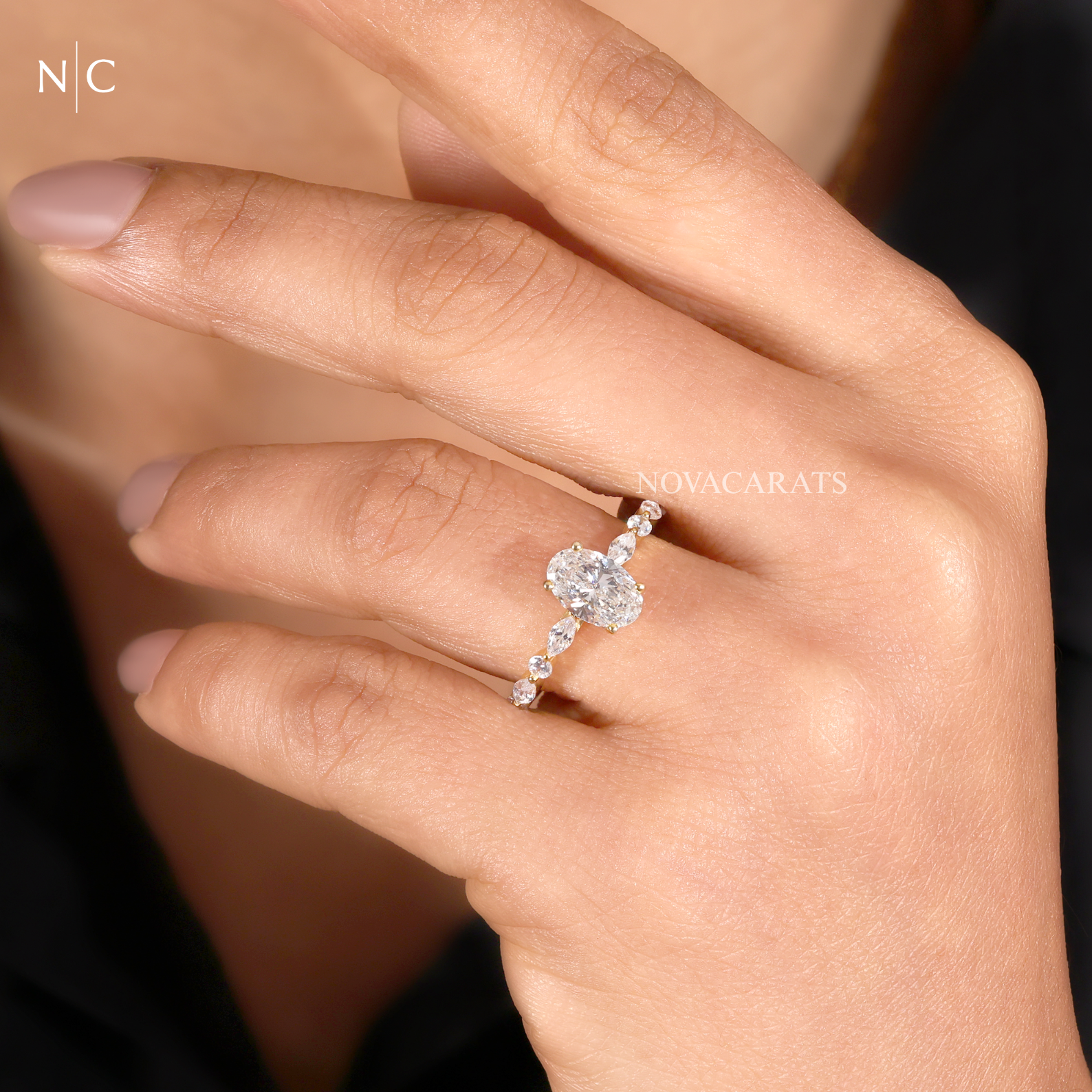 Oval Cut Unique Solitaire Engagement Ring
