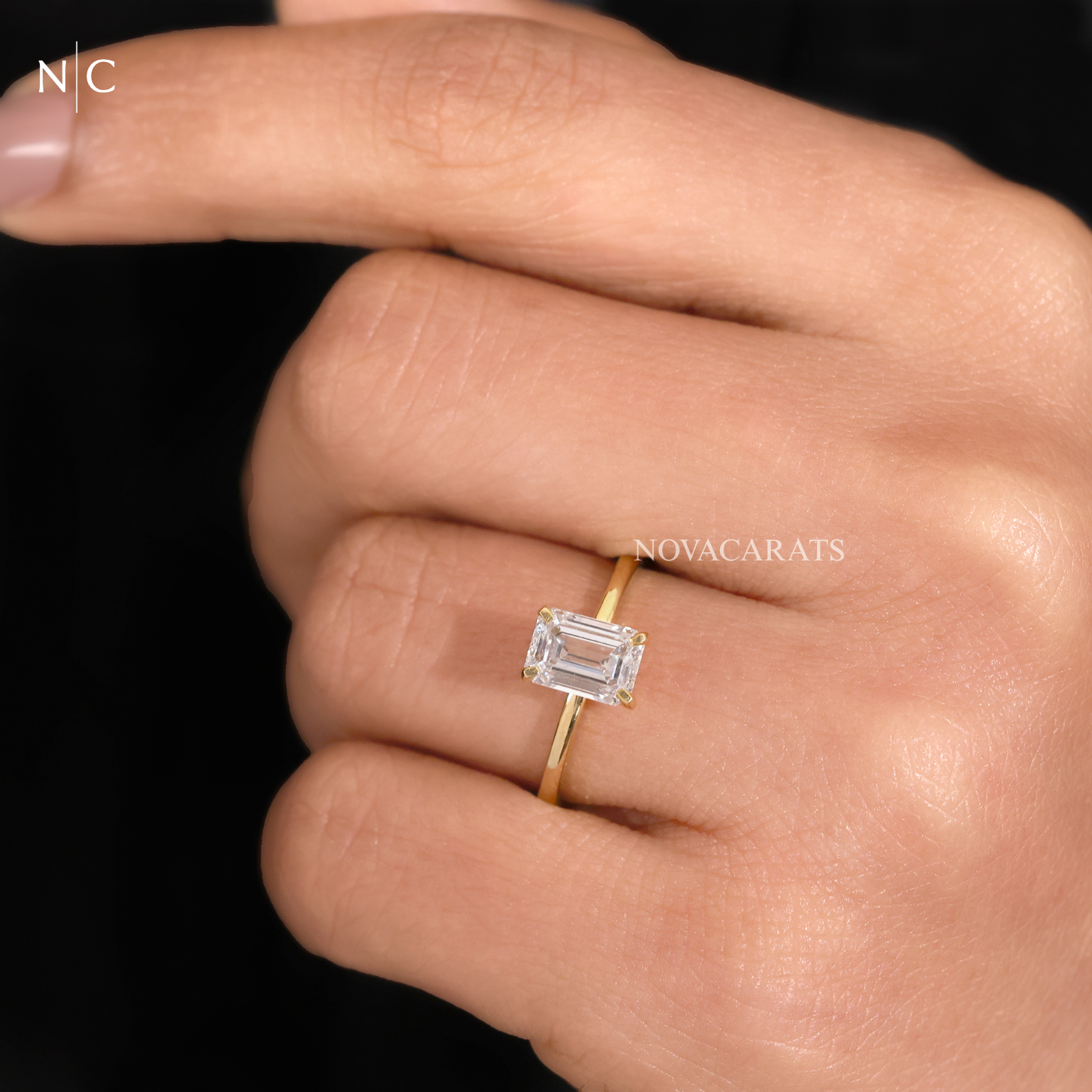 Emerald Cut 4 Prong Solitaire Ring