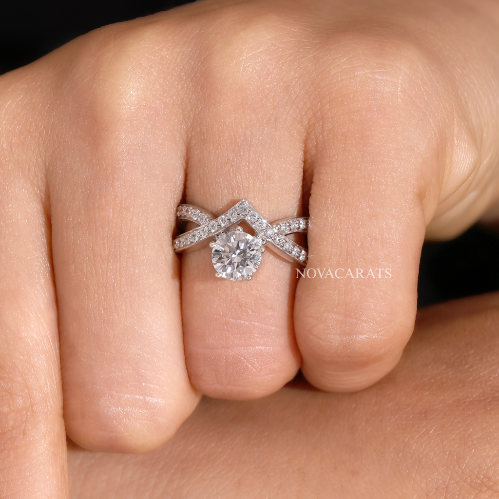 Round Cut Infinity Twist Bypass Split Shank Ring