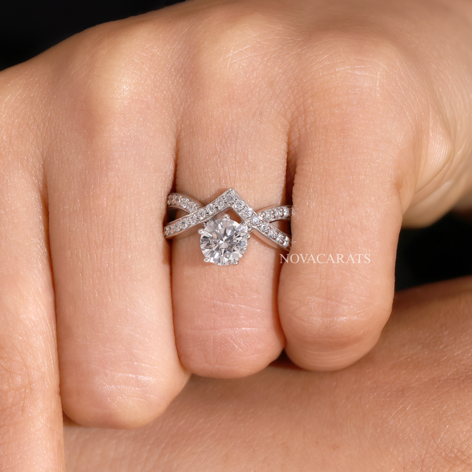 Round Cut Infinity Twist Bypass Split Shank Ring