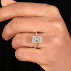 Radiant Cut Hidden Halo Engagement Ring
