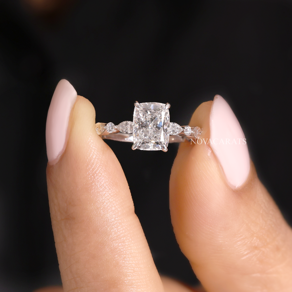 Nature Inspired Radiant Cut Accent Ring