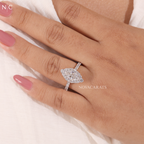 Marquise Cut Unique Floral Halo Ring