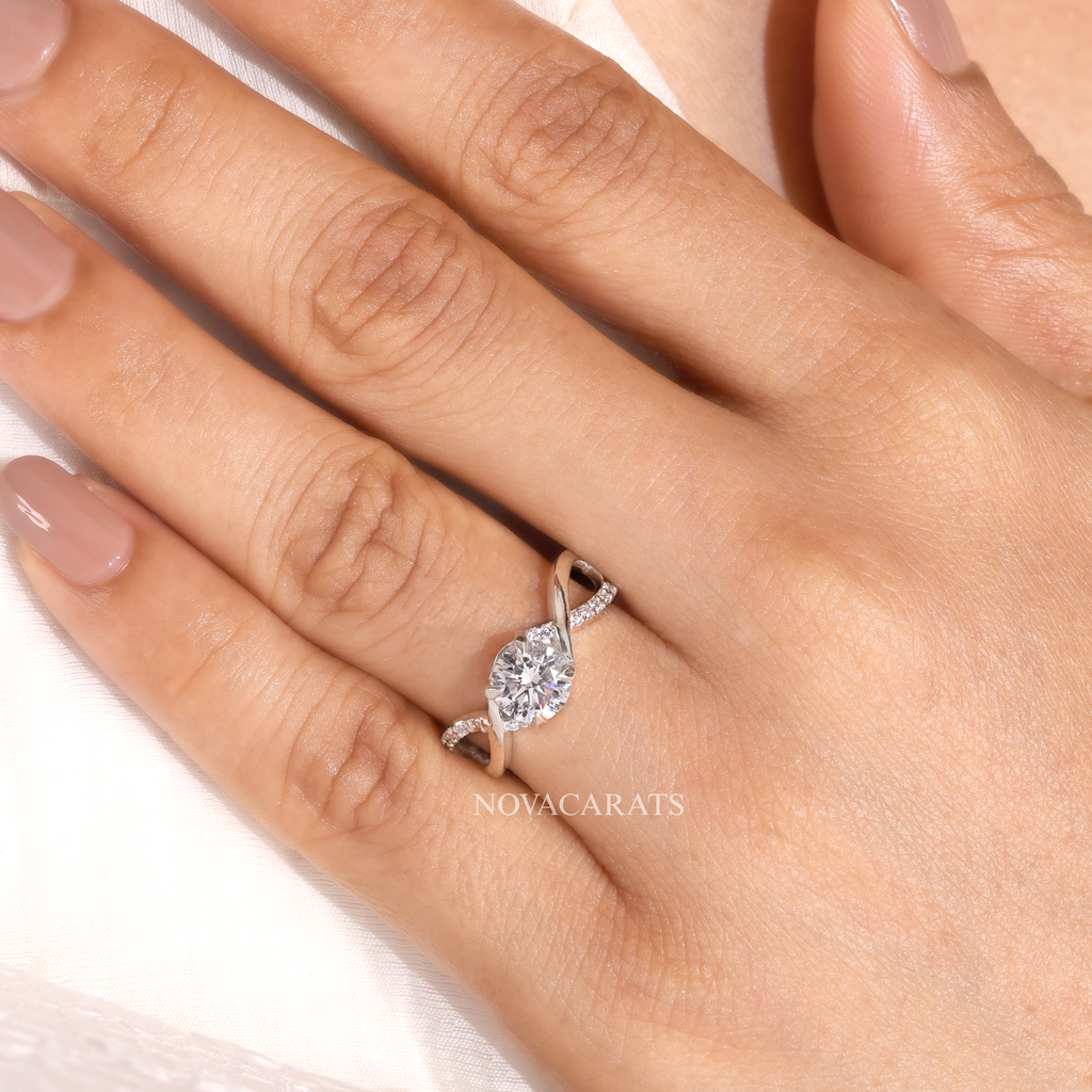 Round Cut Infinity Twisted Pave Band Ring