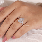 Marquise Cut Floral Halo Vintage Inspired Engagement Ring