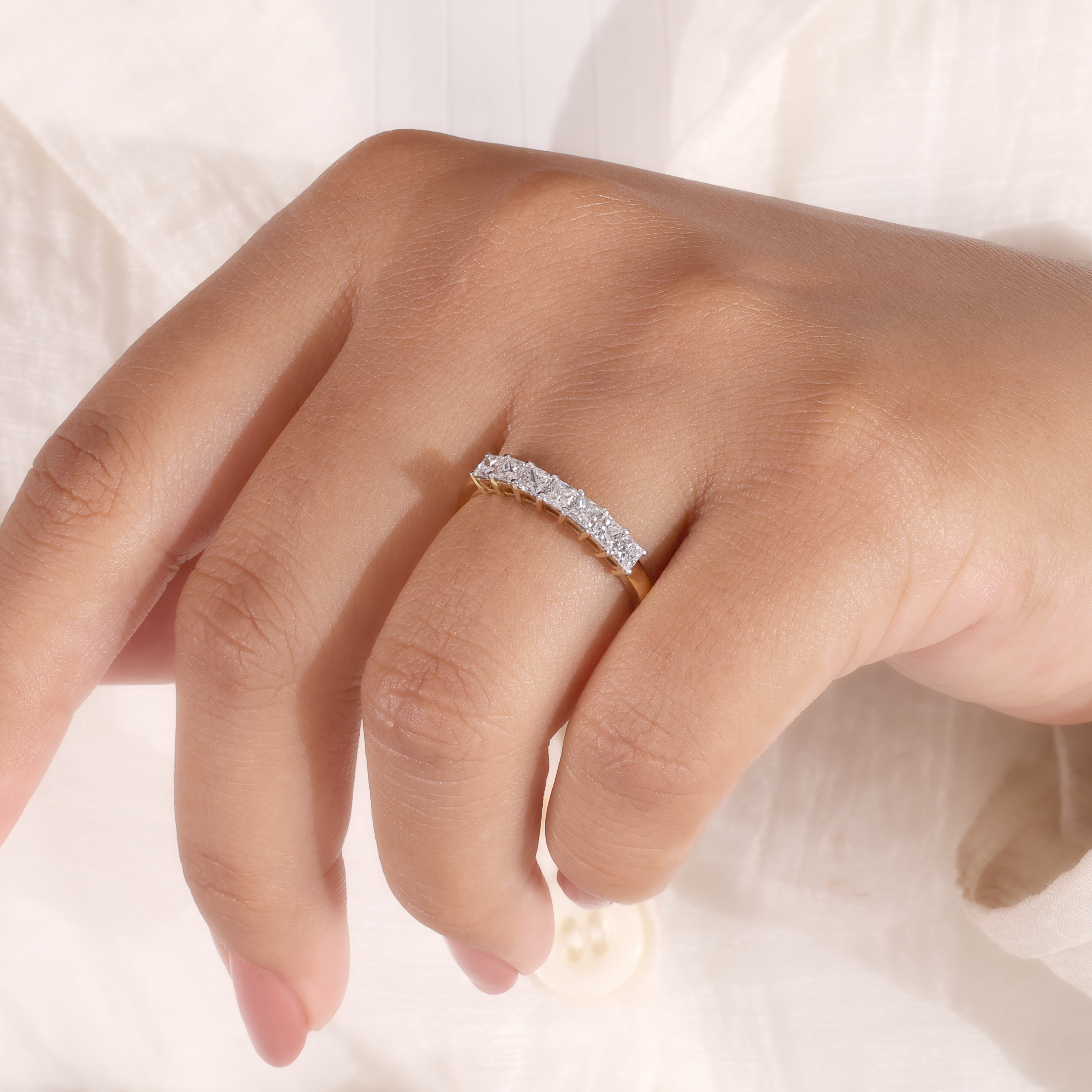 The Calibre | Princess Cut Half Eternity Wedding Bnad