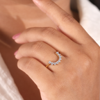 The Arc | Round Cut Curved Crown Wedding Band