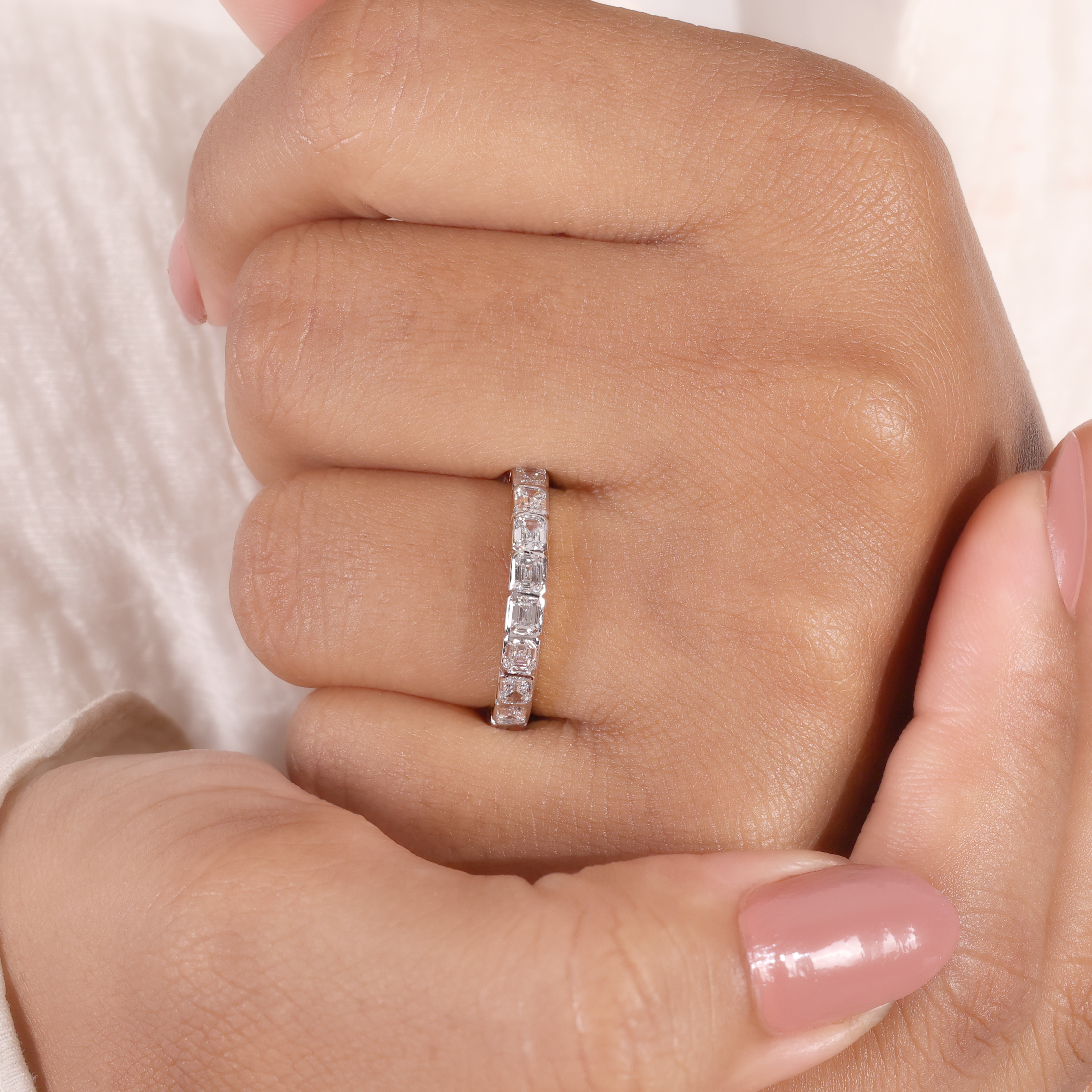The Deco | Emerald Cut Full Eternity Wedding Band