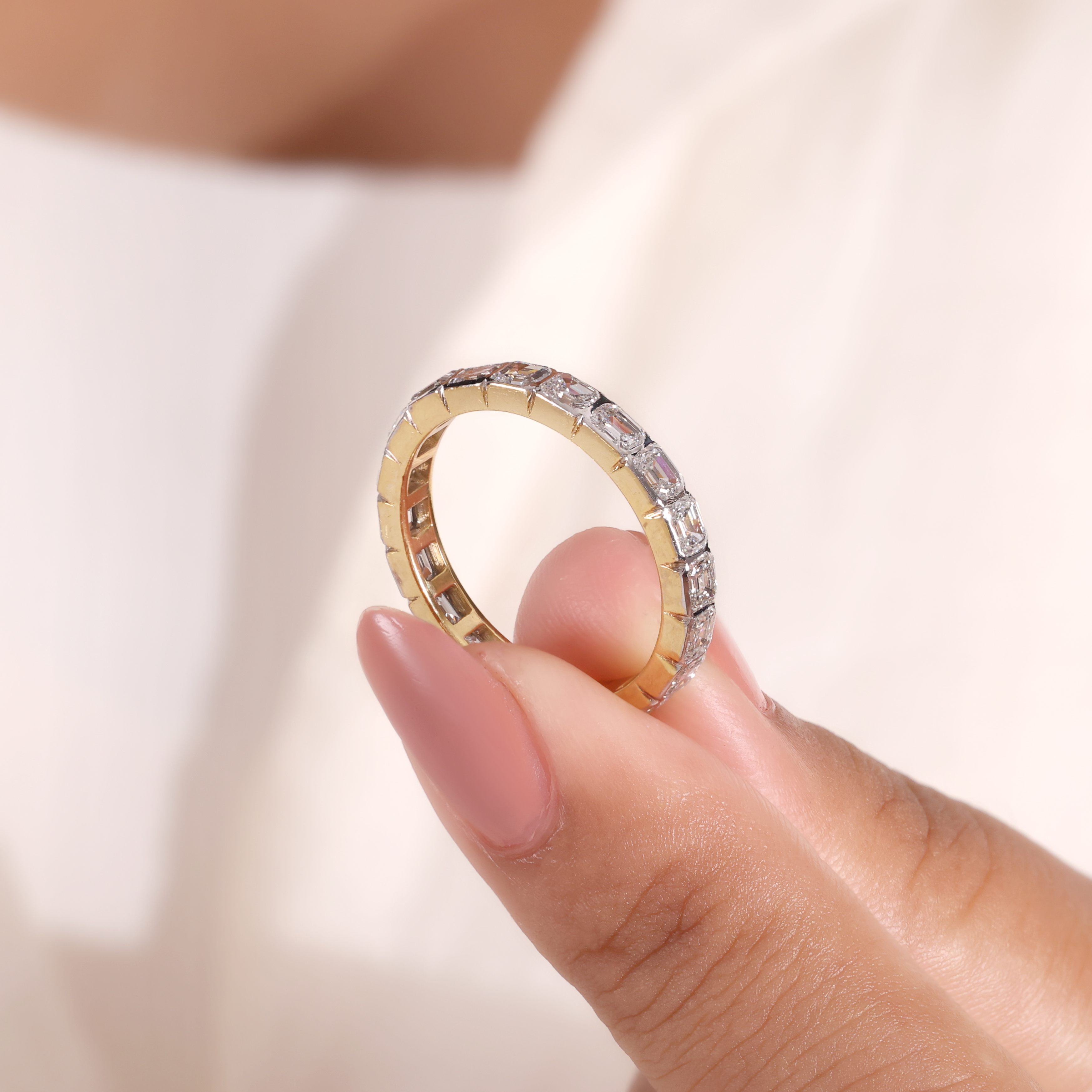 The Deco | Emerald Cut Full Eternity Wedding Band