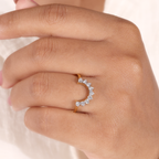 The Arc | Round Cut Curved Crown Wedding Band