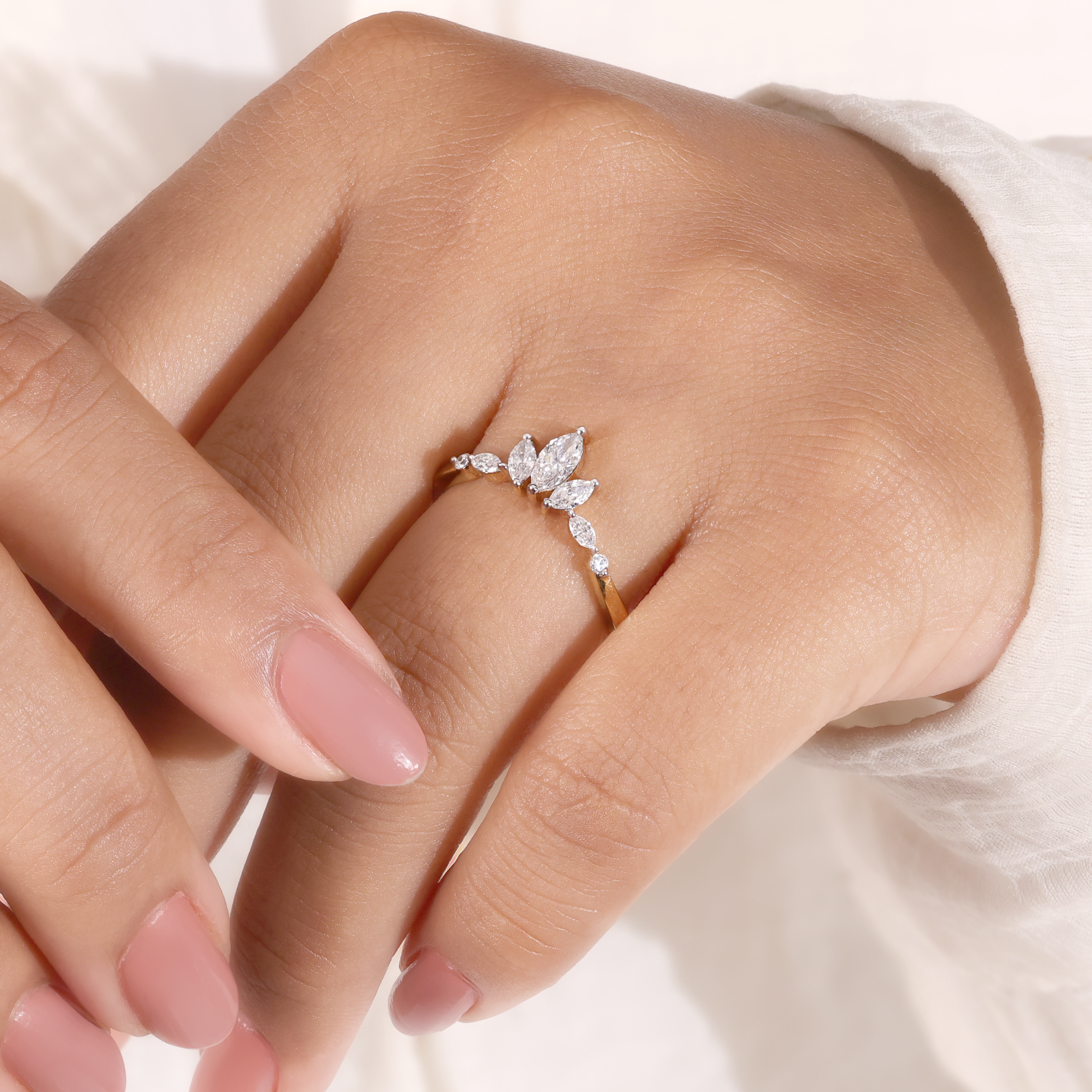 The Crown | Marquise Cut Crown Inspired Wedding Band