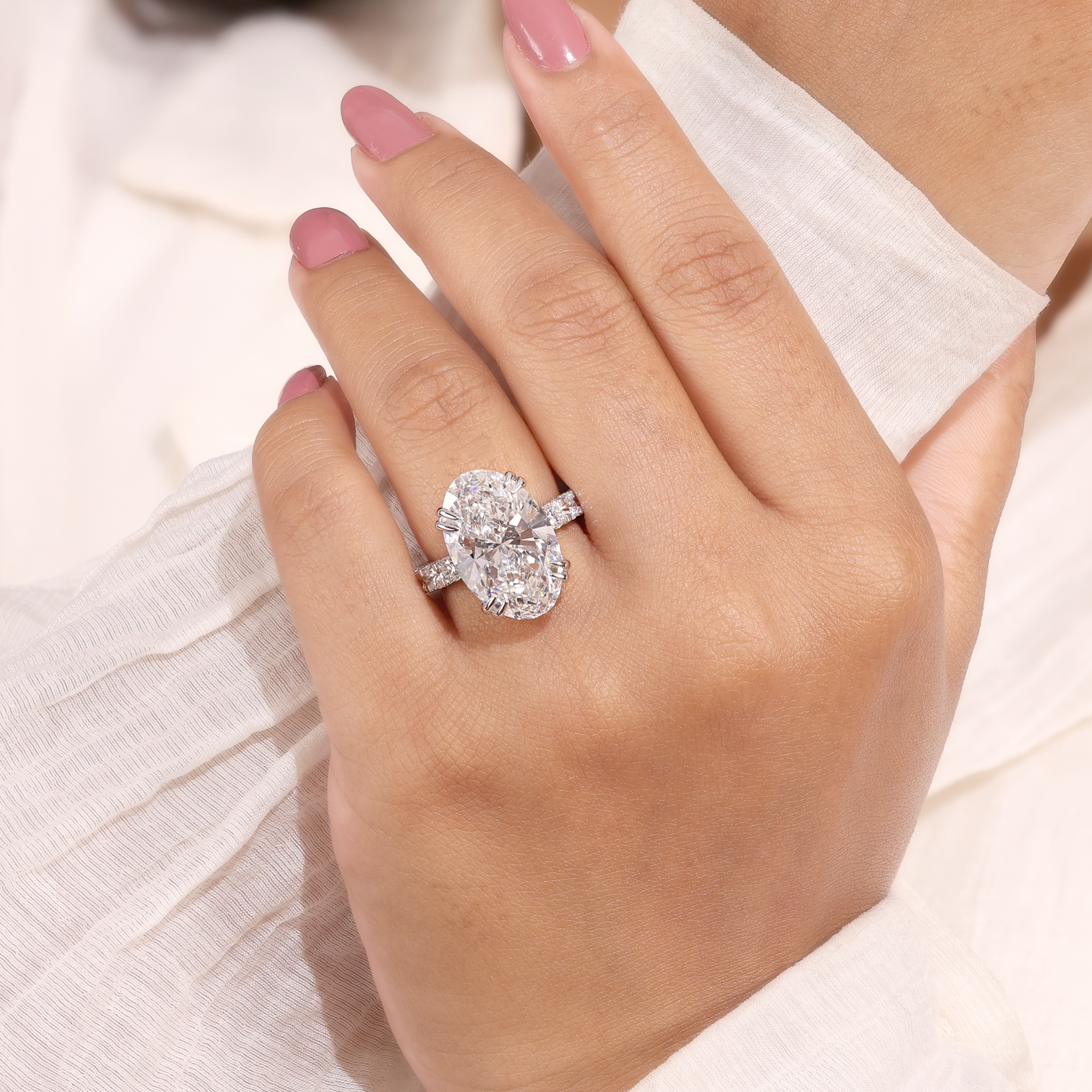 10.00 CT Oval Cut Lab Grown Diamond Engagement Ring