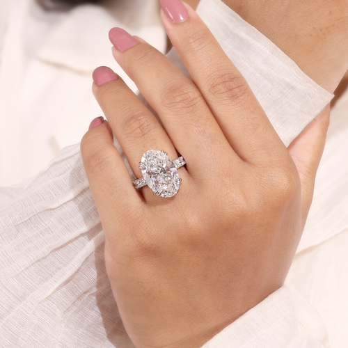 10.00 CT Oval Cut Lab Grown Diamond Engagement Ring