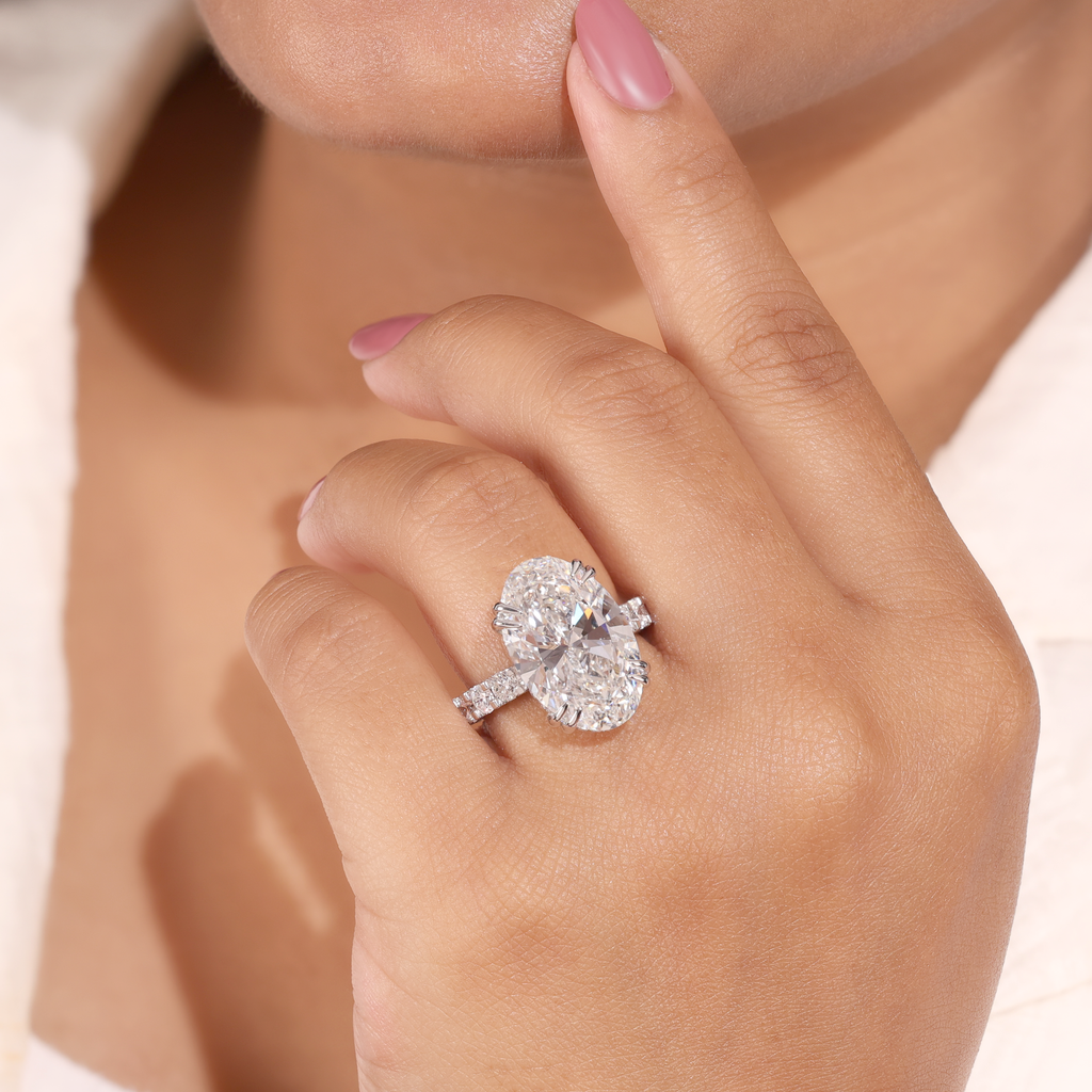 10.00 CT Oval Cut Lab Grown Diamond Engagement Ring